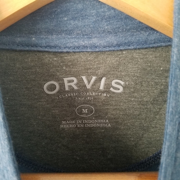 ORVIS Blue 1/4 Zip Longsleeve Pull-over Shirt Top Mens Size Medium - Picture 11 of 12